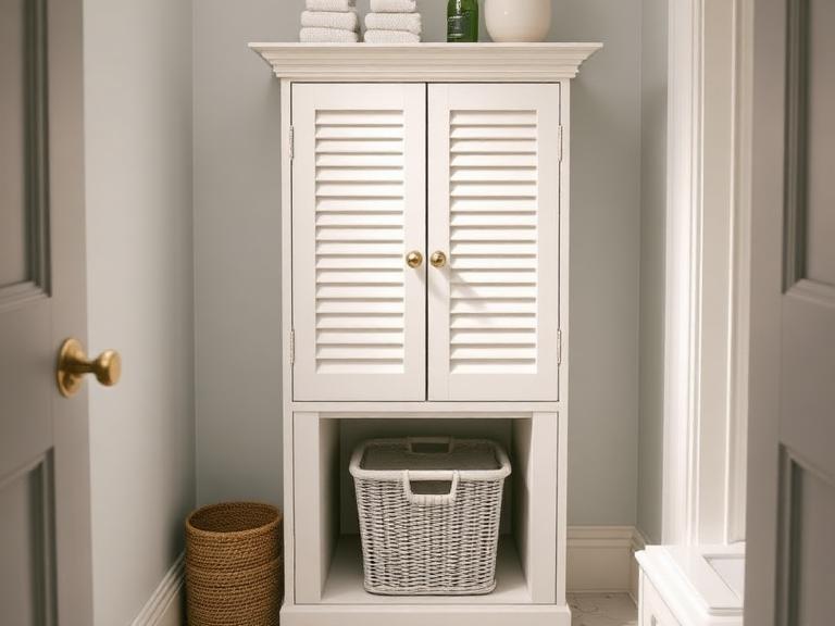 Loft Linen Cabinet — Painted poplar, supplied and installed by Upstairs Construction & Design