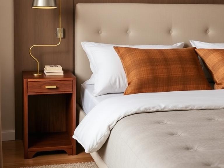 Halden Nightstand Pair — Walnut & brass, supplied and installed by Upstairs Construction & Design