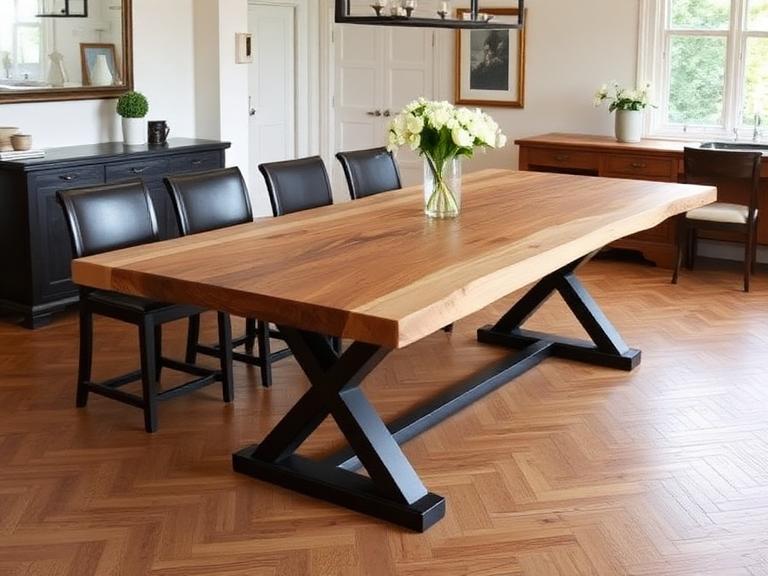 Grange Dining Table — Oak & steel, supplied and installed by Upstairs Construction & Design