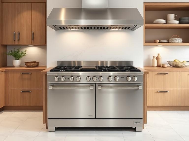 Ferro Range & Hood — Stainless steel, supplied and installed by Upstairs Construction & Design