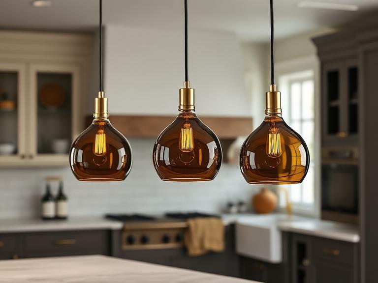 Cove Pendant Trio — Glass & brass, supplied and installed by Upstairs Construction & Design