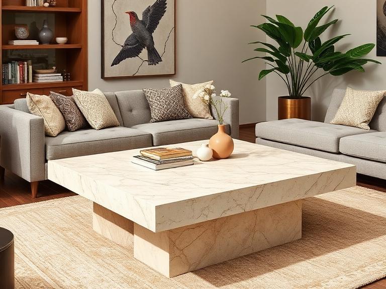 Tavola Coffee Table — Travertine, supplied and installed by Upstairs Construction & Design