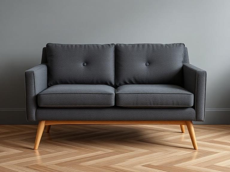Hollis Two-Seat Sofa — Wool & oak, supplied and installed by Upstairs Construction & Design