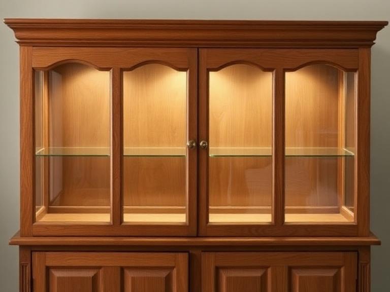 Atria Accent Cabinet — Oak, glass & brass, supplied and installed by Upstairs Construction & Design