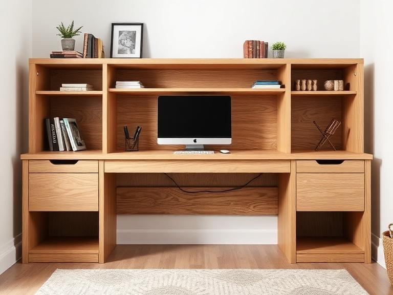 Meridian Built-In Desk — Rift oak, supplied and installed by Upstairs Construction & Design