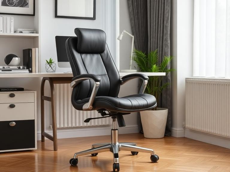 Ellery Task Chair — Leather & aluminium, supplied and installed by Upstairs Construction & Design